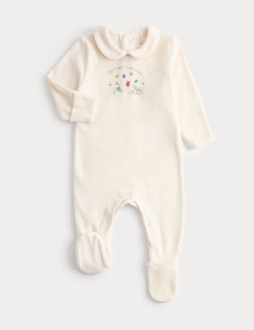 My First Christmas Velour Sleepsuit (0-12 Mths)