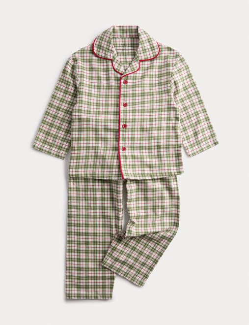 Pure Cotton Christmas Checked Revere Pyjamas (1-10 Yrs)