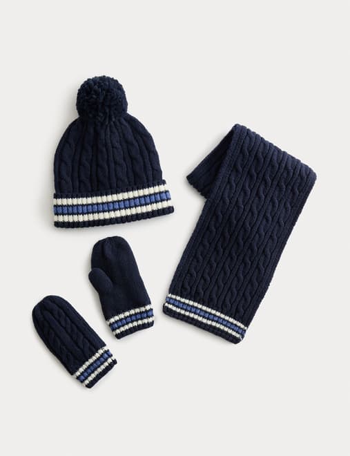 Kids' Cable Hat, Scarf and Mitten Set (1-13 Yrs)
