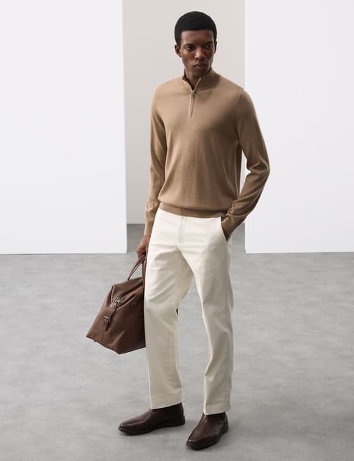 Pure Extra Fine Merino Wool Half Zip Jumper