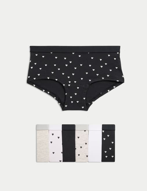 7 Pack Cotton Rich Heart Print Shorts (5-16 Yrs)