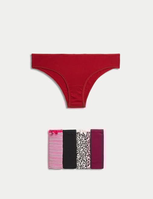5pk Cotton Lycra™ Brazilian Knickers