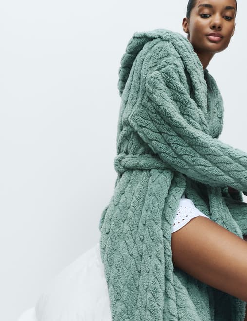 Jacquard Long Hooded Dressing Gown