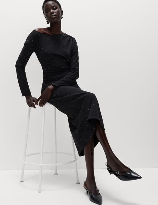 Embellished Bodycon Midi Dress