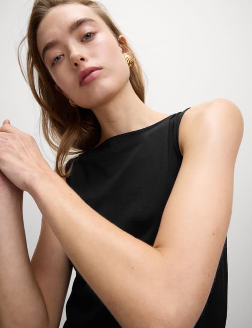 Cotton Rich Slash Neck Vest Top