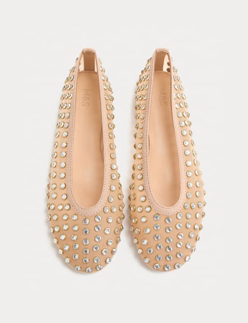 Gem Studded Flat Ballet Pumps