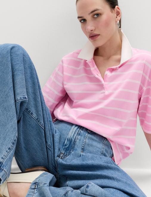 Pure Cotton Short Striped Rugby Top