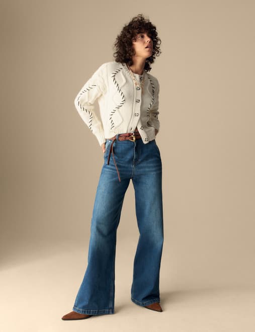 Textured Crew Neck Cardigan