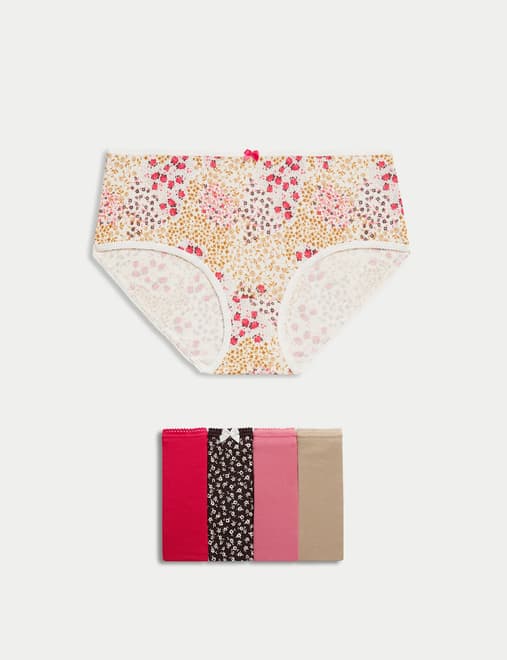 5pk Cotton Lycra™ Printed High Rise Shorts