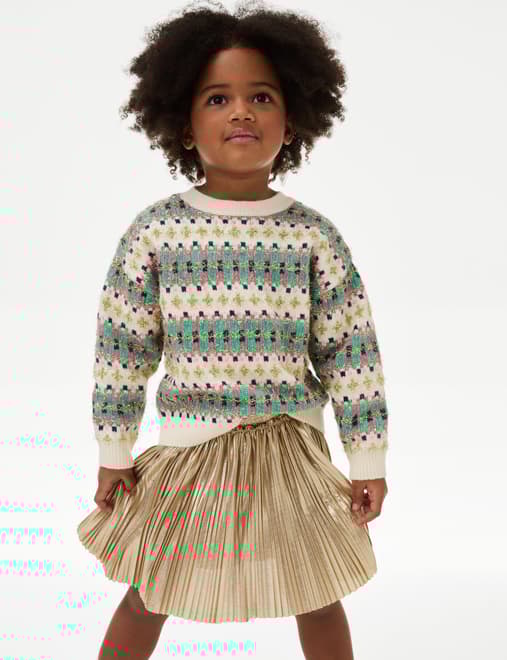 Metallic Shimmer Plisse Mini Skirt (2-8 Yrs)