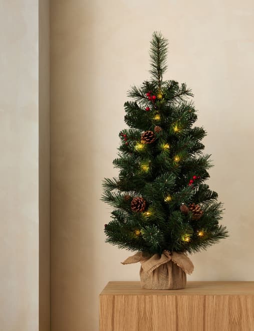 3ft Pre-Lit Berries & Pine Christmas Tree