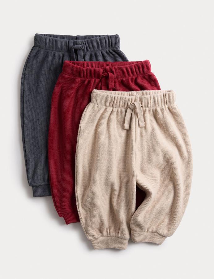 3 Pack Brushed Waffle Joggers (0-3 Yrs)