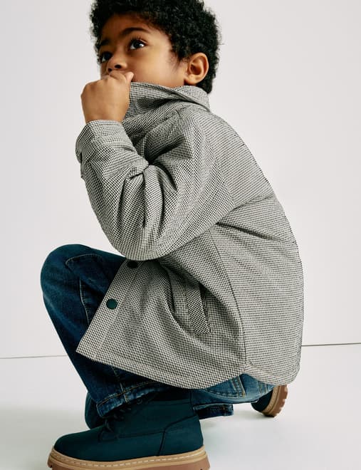 Micro Check Quilted Shacket (2-10 Yrs)