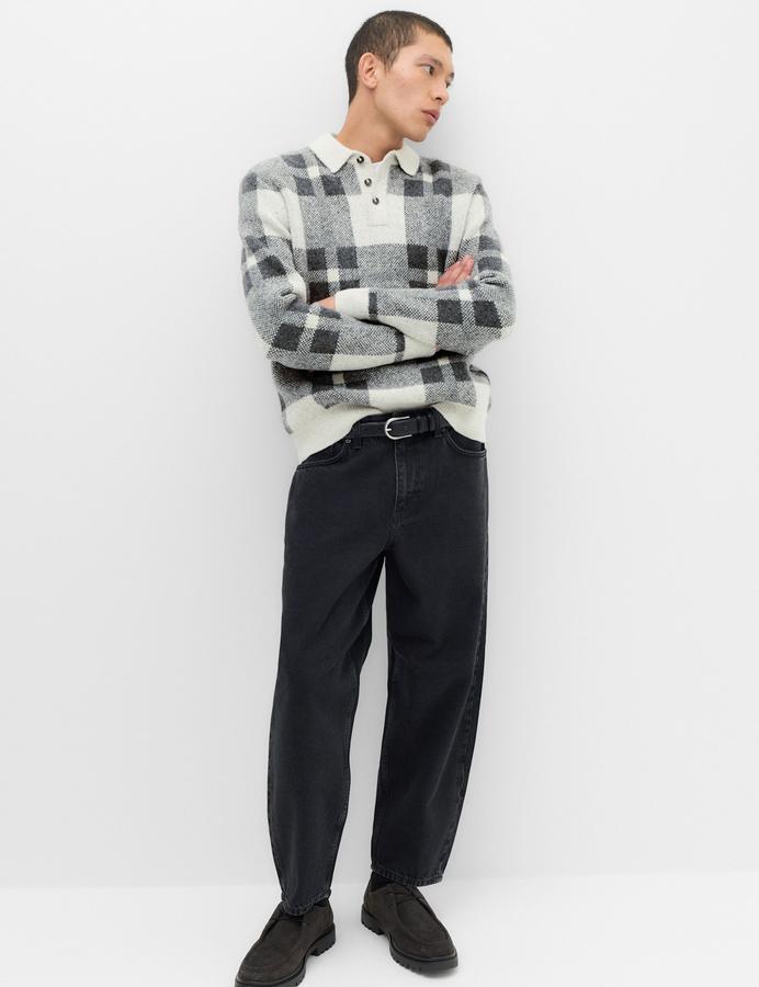 Relaxed Fit Check Jumper with Wool