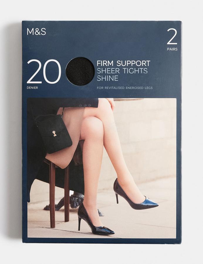 2pk 20 Denier Firm Support Sheer Tights