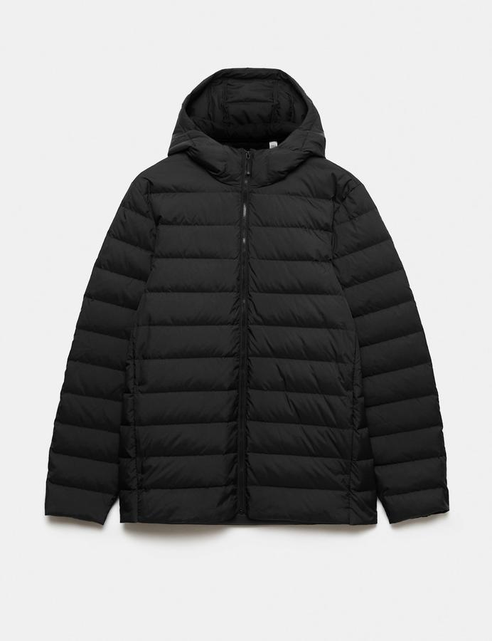 Feather and Down Hooded Puffer Jacket