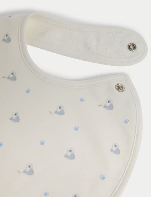5pk Pure Cotton Dog Print Bibs