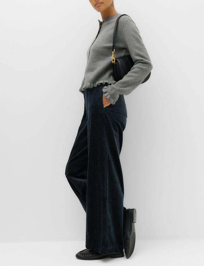 Cord Pintuck Wide Leg Trousers