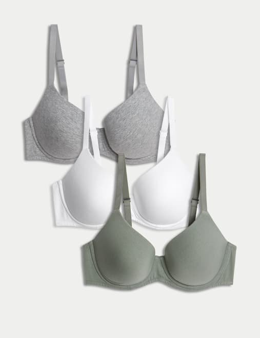 3pk Wired Full Cup T-Shirt Bras A-E