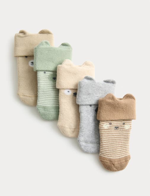 5pk Cotton Rich Faces Socks (7lbs - 2 Yrs)