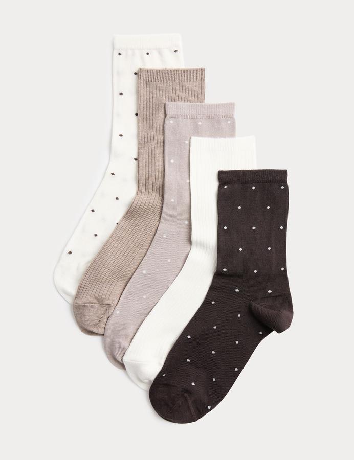 5 Pack Supersoft Spot Crew Socks
