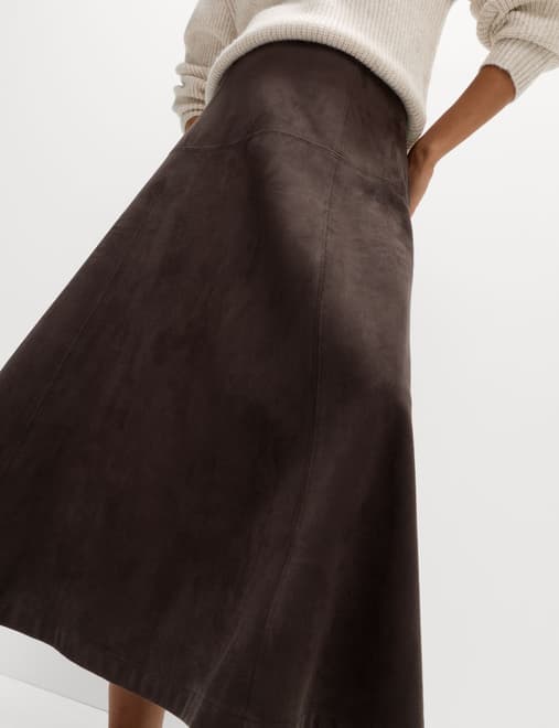 Suedette Maxi A-Line Skirt