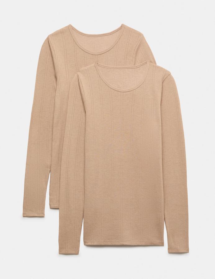 2pk Thermal Pointelle Crew Neck Tops