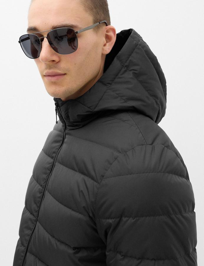 Feather and Down Hooded Puffer Jacket