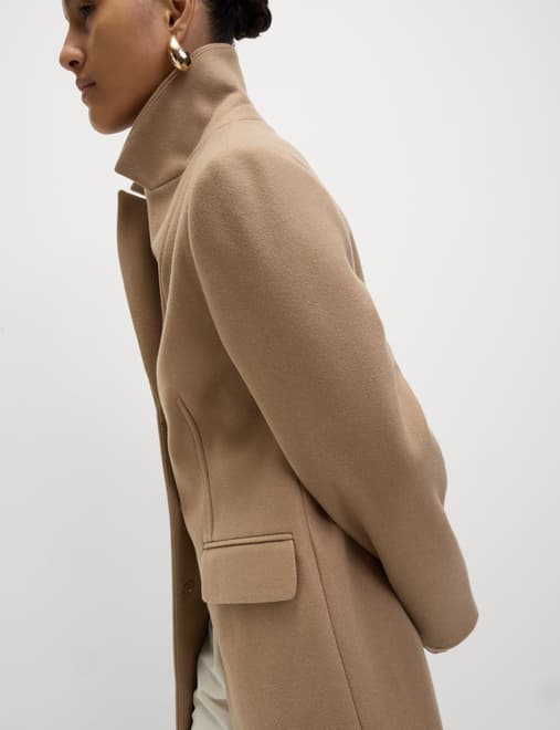 Darted Revere Collar Longline Coat