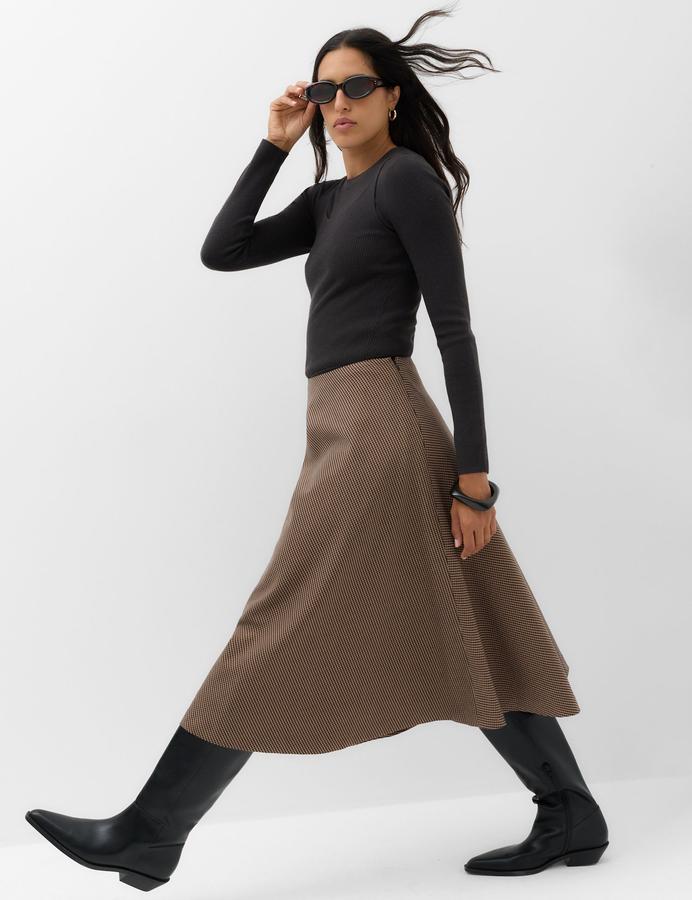 Checked Midi Circle Skirt