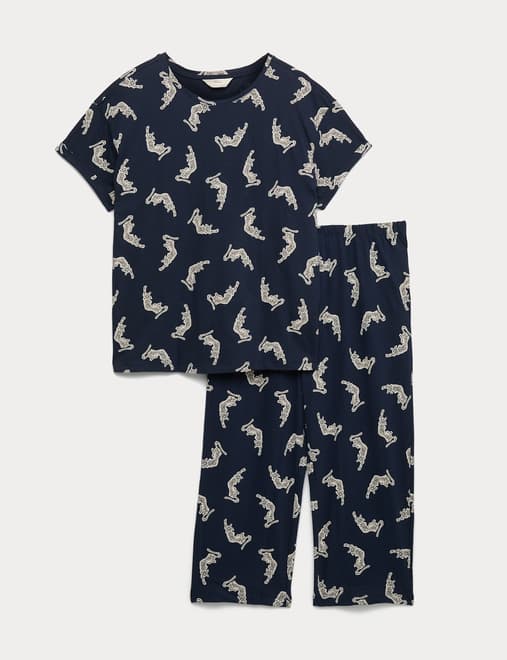 Cotton Rich Printed Cropped Pyjama Set