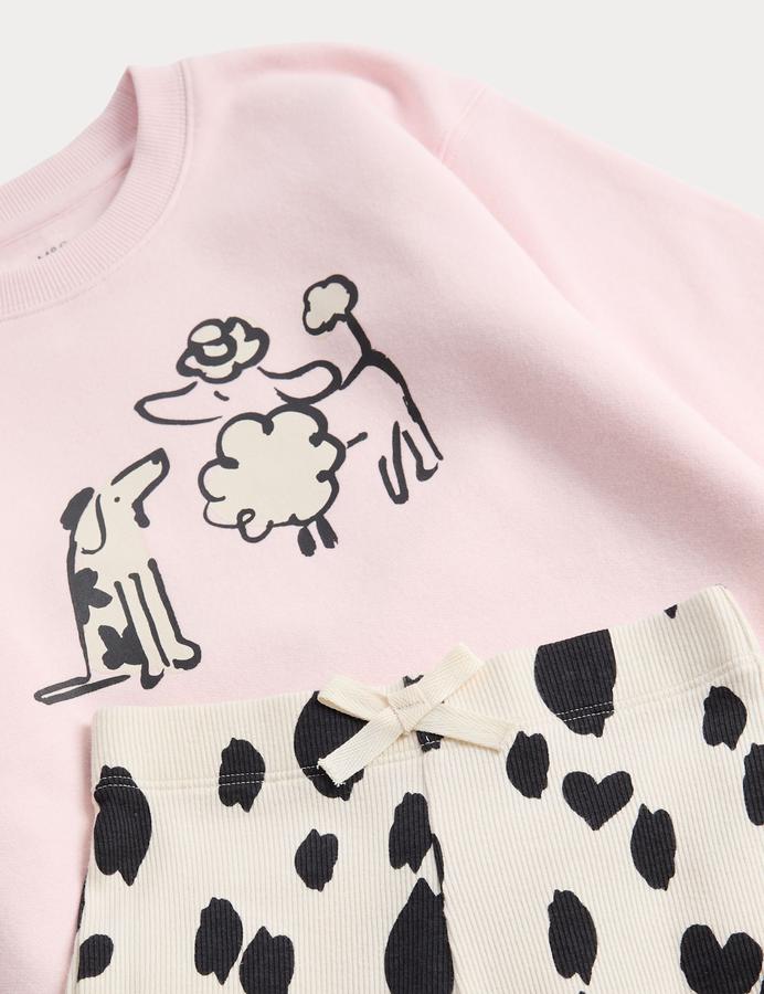 Cotton Rich Dog Print Top & Bottom Outfit (2-7 Yrs)