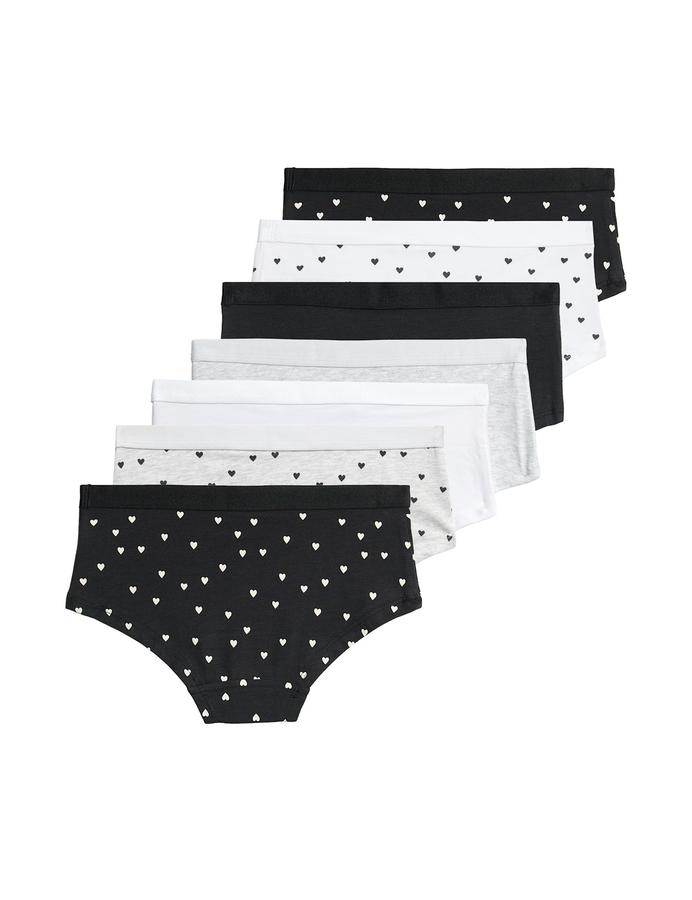 7 Pack Cotton with Stretch Heart Print Shorts (5-16 Yrs)