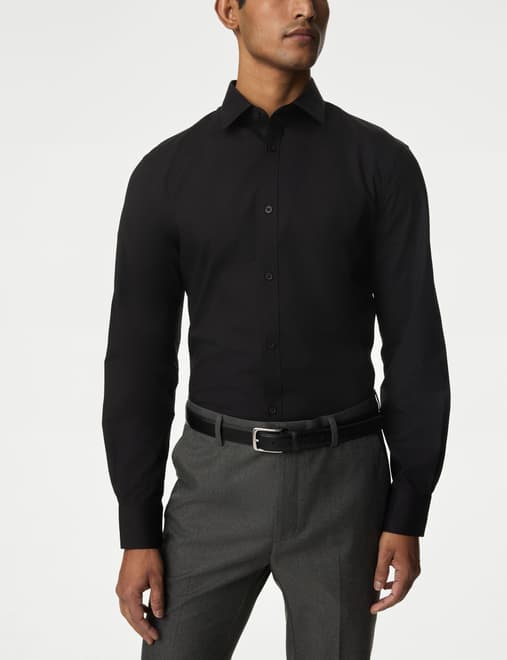 Slim Fit Easy Iron Cotton Blend Shirt
