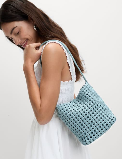 Woven Shoulder Tote Bag