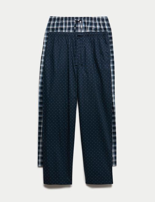 2pk Pure Cotton Checked Pyjama Bottoms