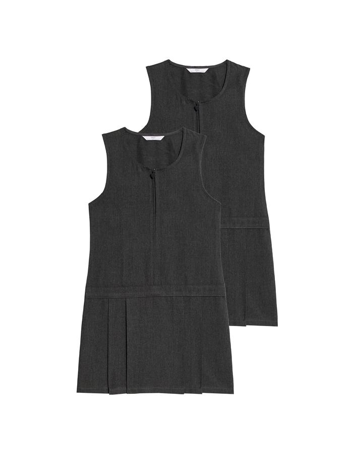 2 Pack Pleated Pinafore School Dresses (2-12 Yrs)