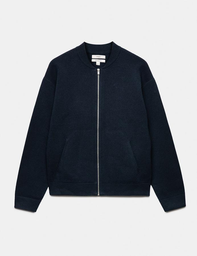 Air Yarn Knitted Bomber Jacket