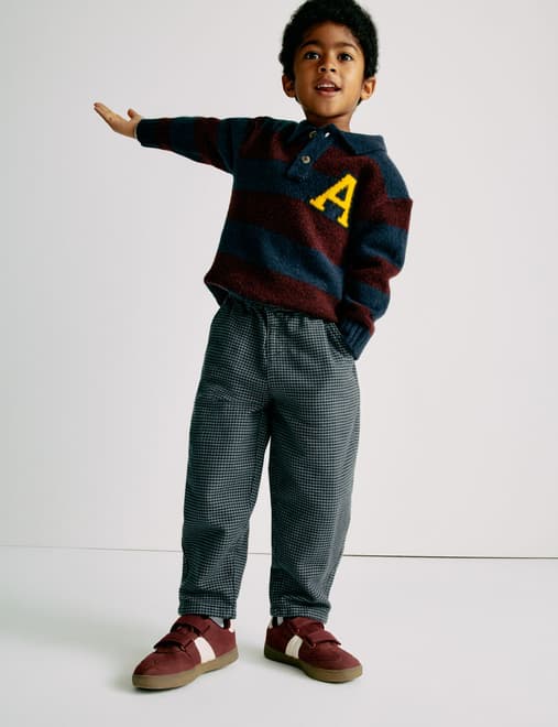 Pure Cotton Micro Check Trousers (2-8 Yrs)