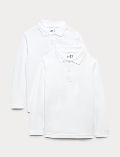 2 Pack Unisex Pure Cotton Stain Resist School Polo Shirts (2-18 Yrs)