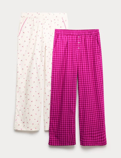 2pk Pure Cotton Printed Pyjama Bottoms