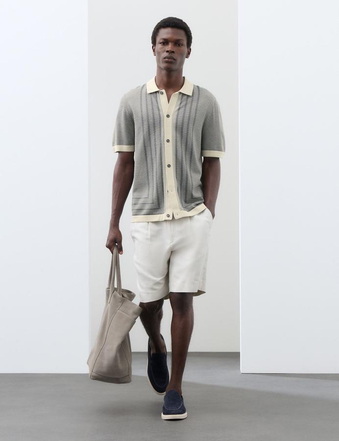 Pure Cotton Button Through Knitted Polo Shirt