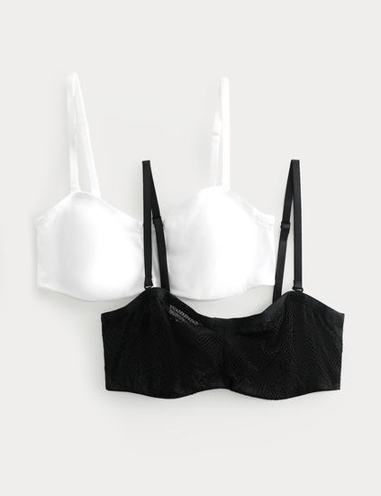 2 Pack Jasmine Lace Wired Strapless Bras A-E