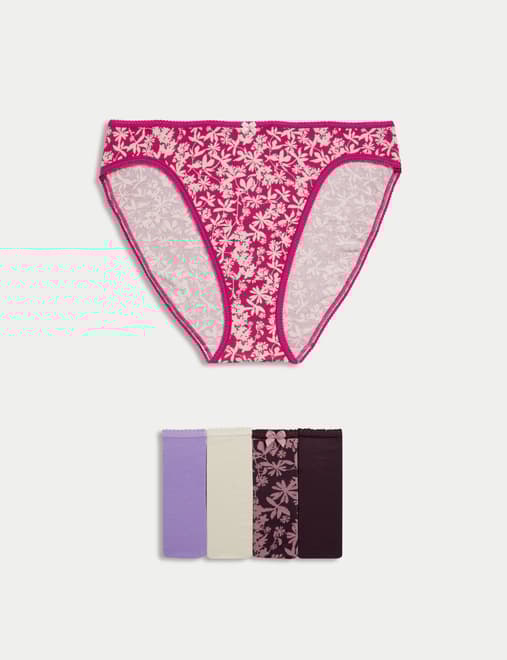 5pk Cotton Lycra™ High Leg Knickers