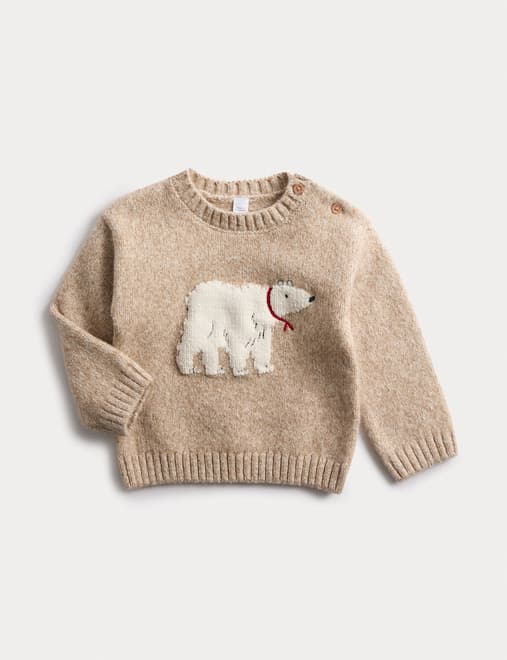 Cotton Rich Polar Bear Knitted Jumper (0 Mths-6 Yrs)