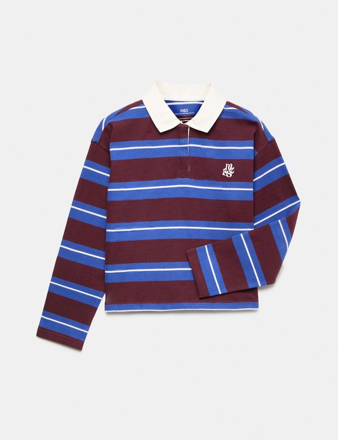 Pure Cotton Striped Rugby Top (6-16 Yrs)