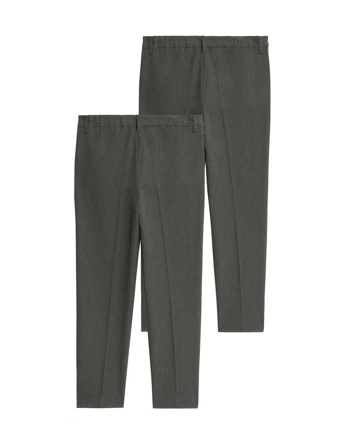 2 Pack Girls Regular Leg Trousers (2-18 Yrs)