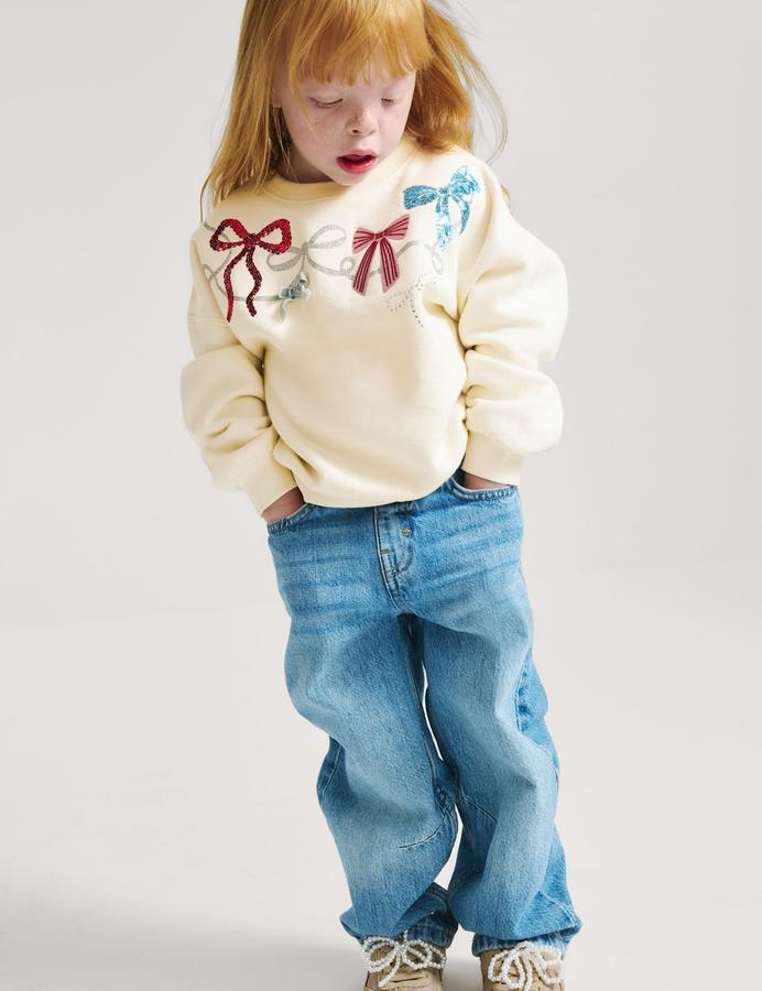 Cotton Rich Bow Sweatshirt (2-8 Yrs)