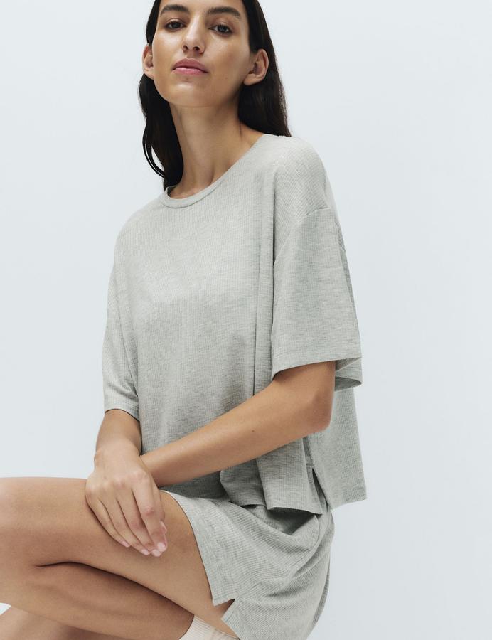 Modal Rich Ribbed Pyjama Top