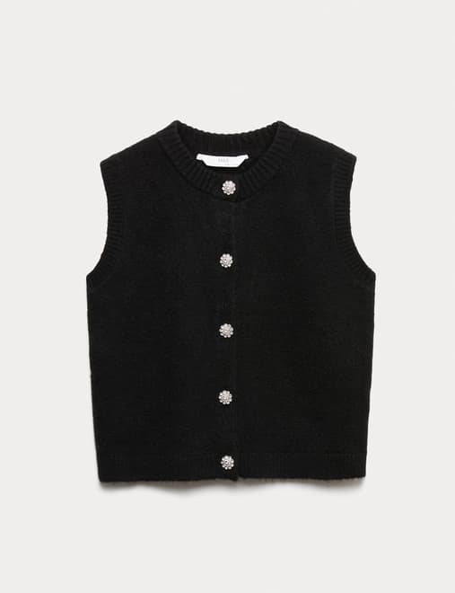 Button Through Knitted Vest (6-16 Yrs)